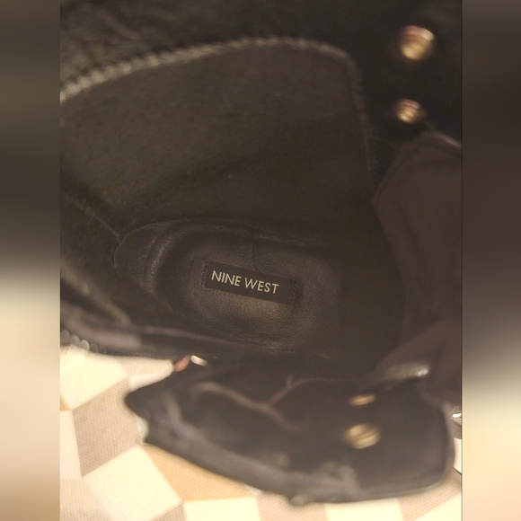 Nine West Black and Silver Sequin Combat Boots - Picture 13 of 16